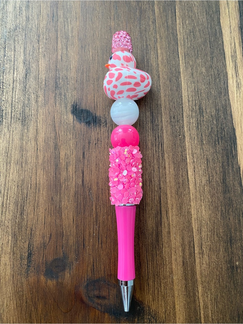 Pink Beaded Duck Pen - Accessory